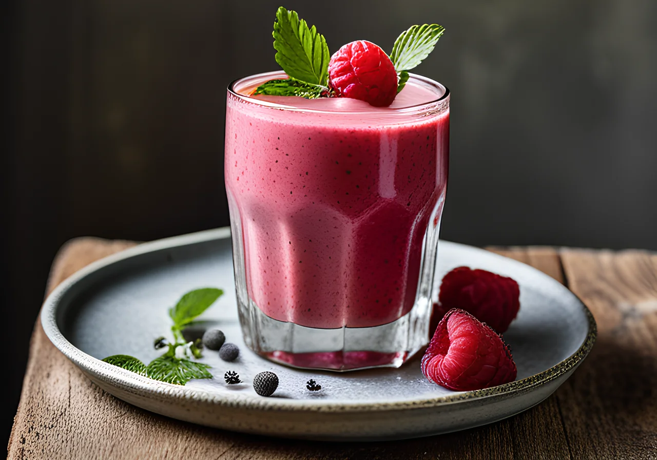 Raspberry Vanilla Smoothie with Poppy Seeds
