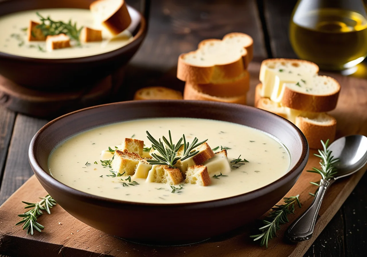 Garlic Soup with Croutons