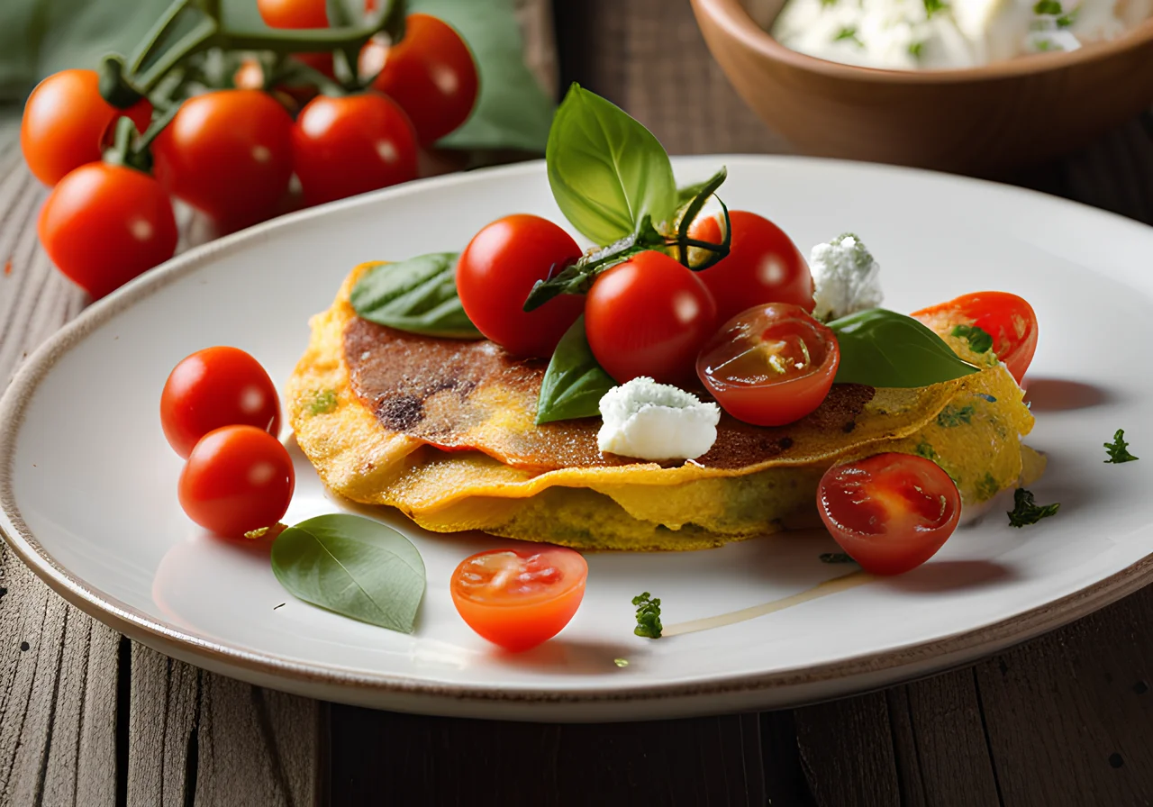 Tomato, Goat Cheese and Basil Omelette