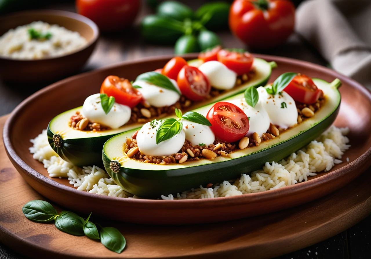 Stuffed Zucchini with Rice