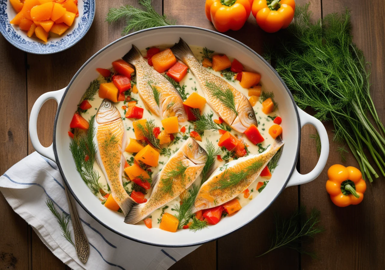 Fish Casserole with Shrimp and Saffron