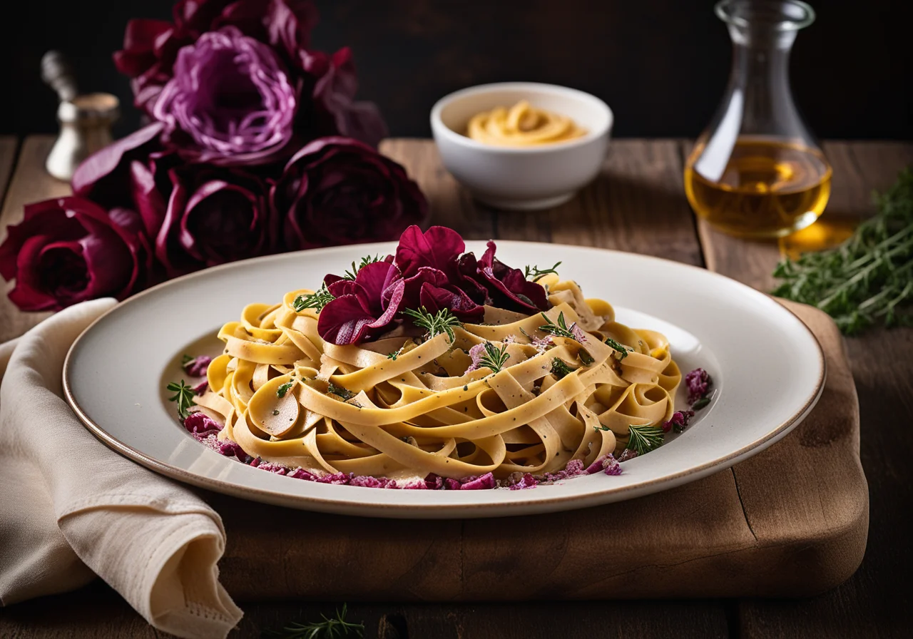 Tagliatelle with Porcini Mushrooms and Radicchio