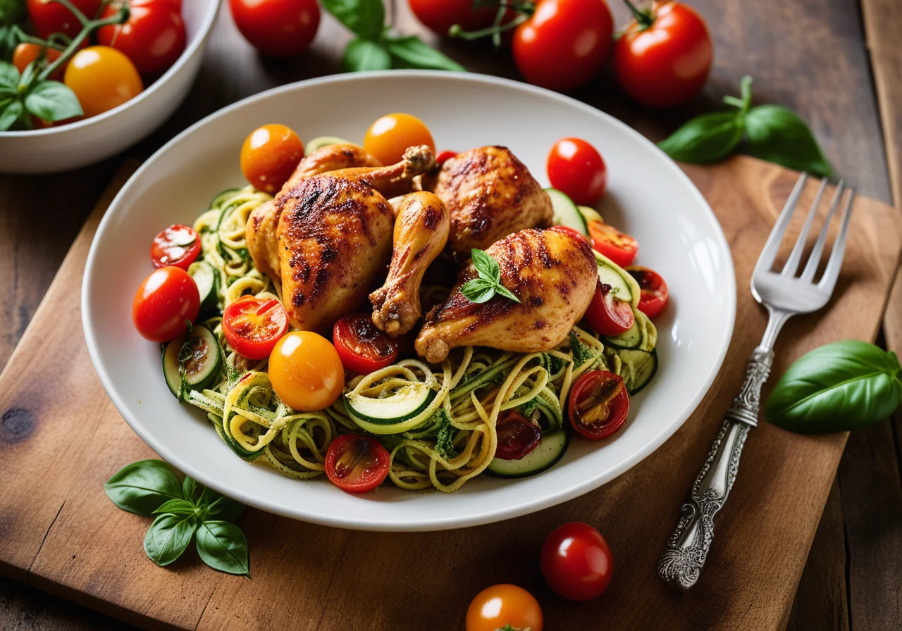 Mediterranean Chicken with Vegetable Noodles