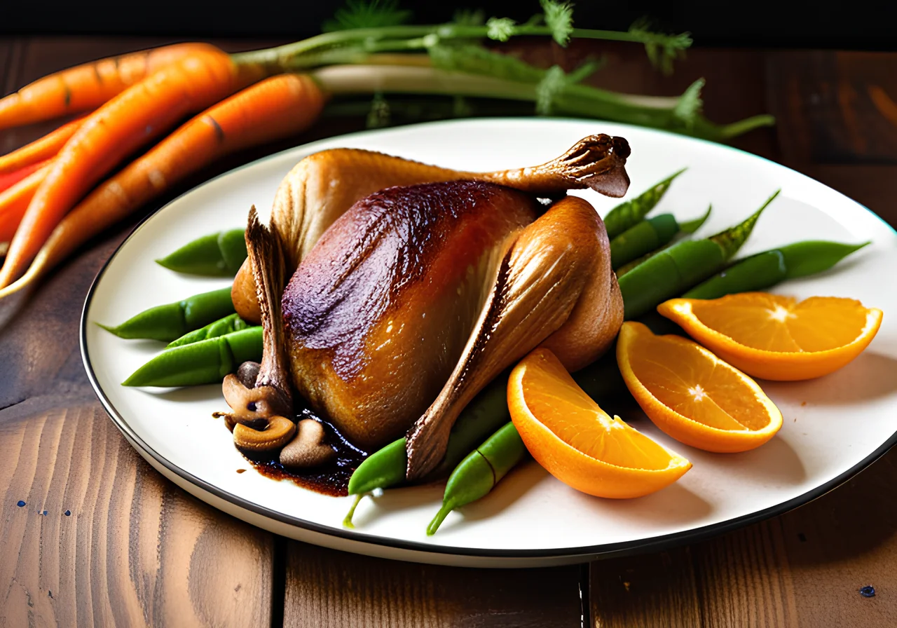 Roast Goose with Mixed Vegetables and Orange Sauce