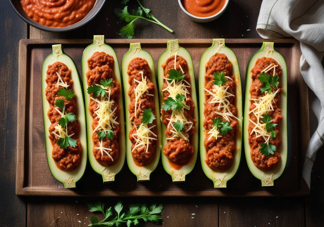 Zucchini with Ground Meat Filling