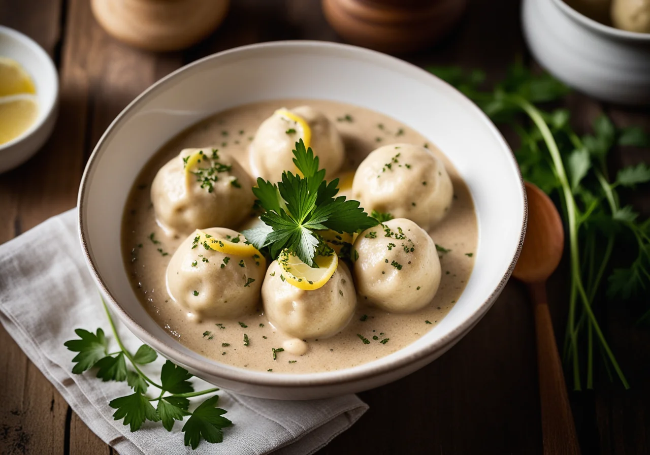 Juicy Bread Dumplings with Mushroom Sauce
