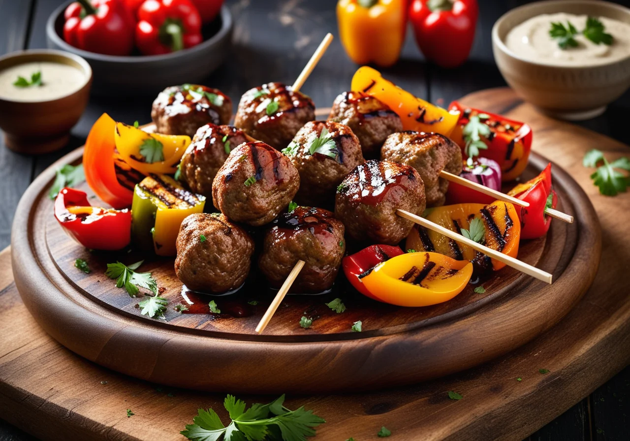Grilled Meatballs with Vegetables