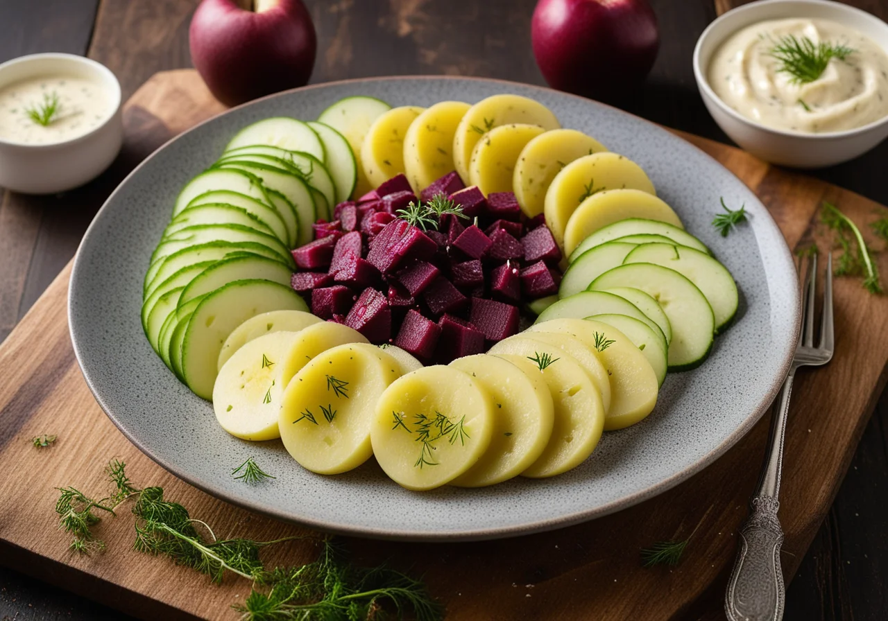 Potato Salad with Fish and Beef