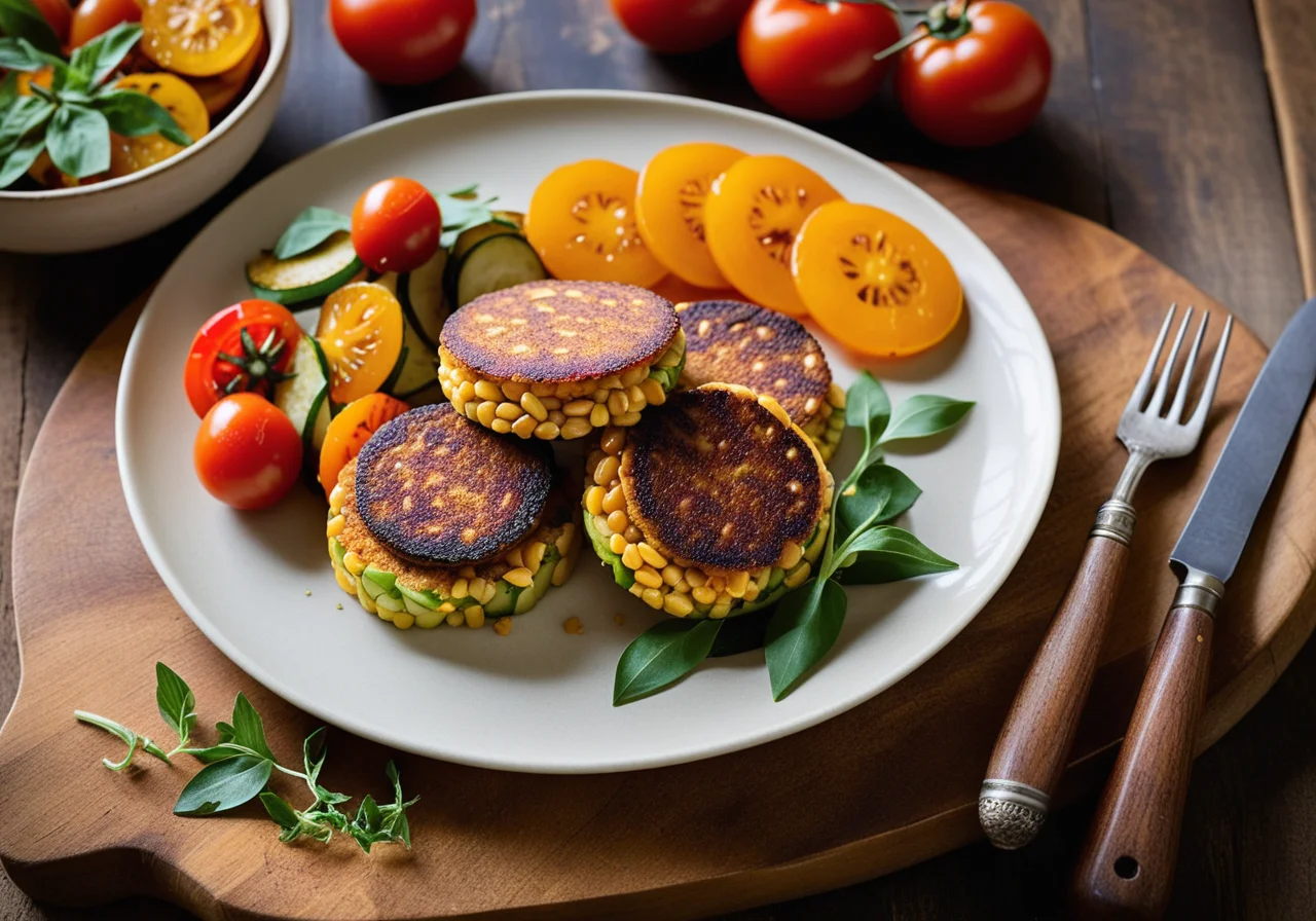 Corn Patties with Sautéed Vegetables