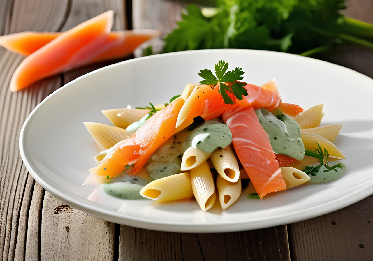 Pasta with Salmon and Herb Cream Sauce