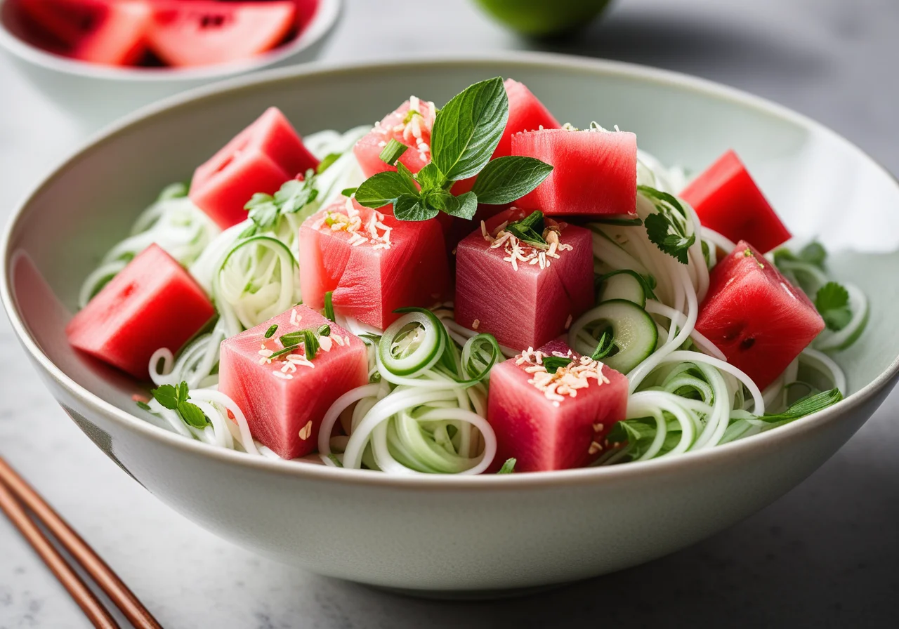 Glass noodle salad with crab tails