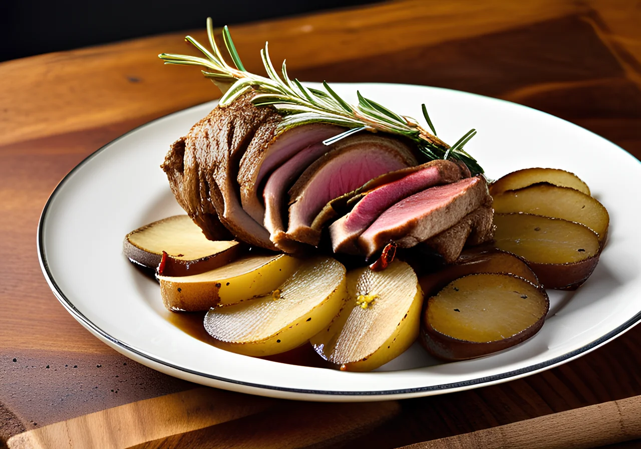 Roasted Lamb Leg with Rosemary Potatoes