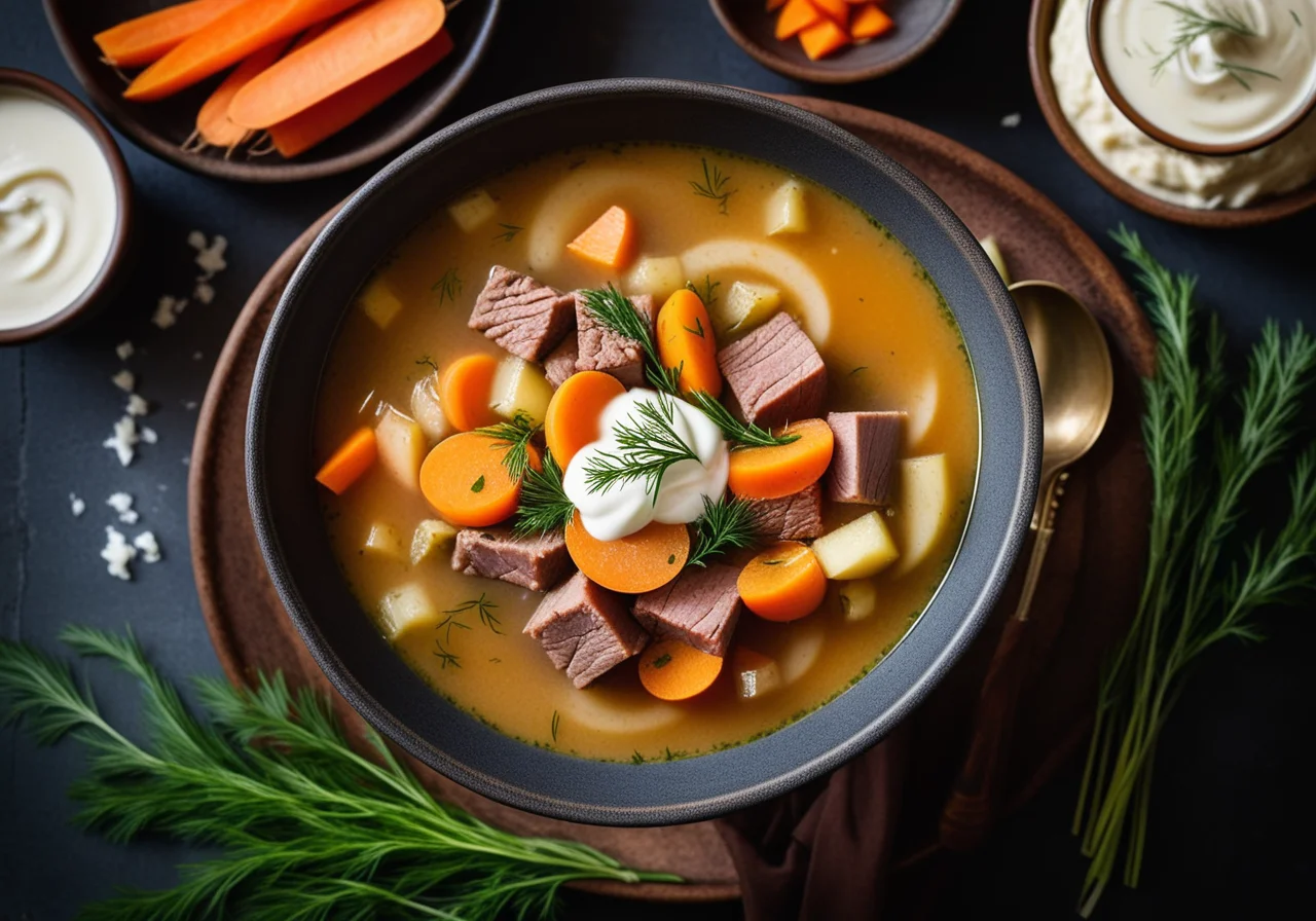 Salzgurkensuppe auf russische Art