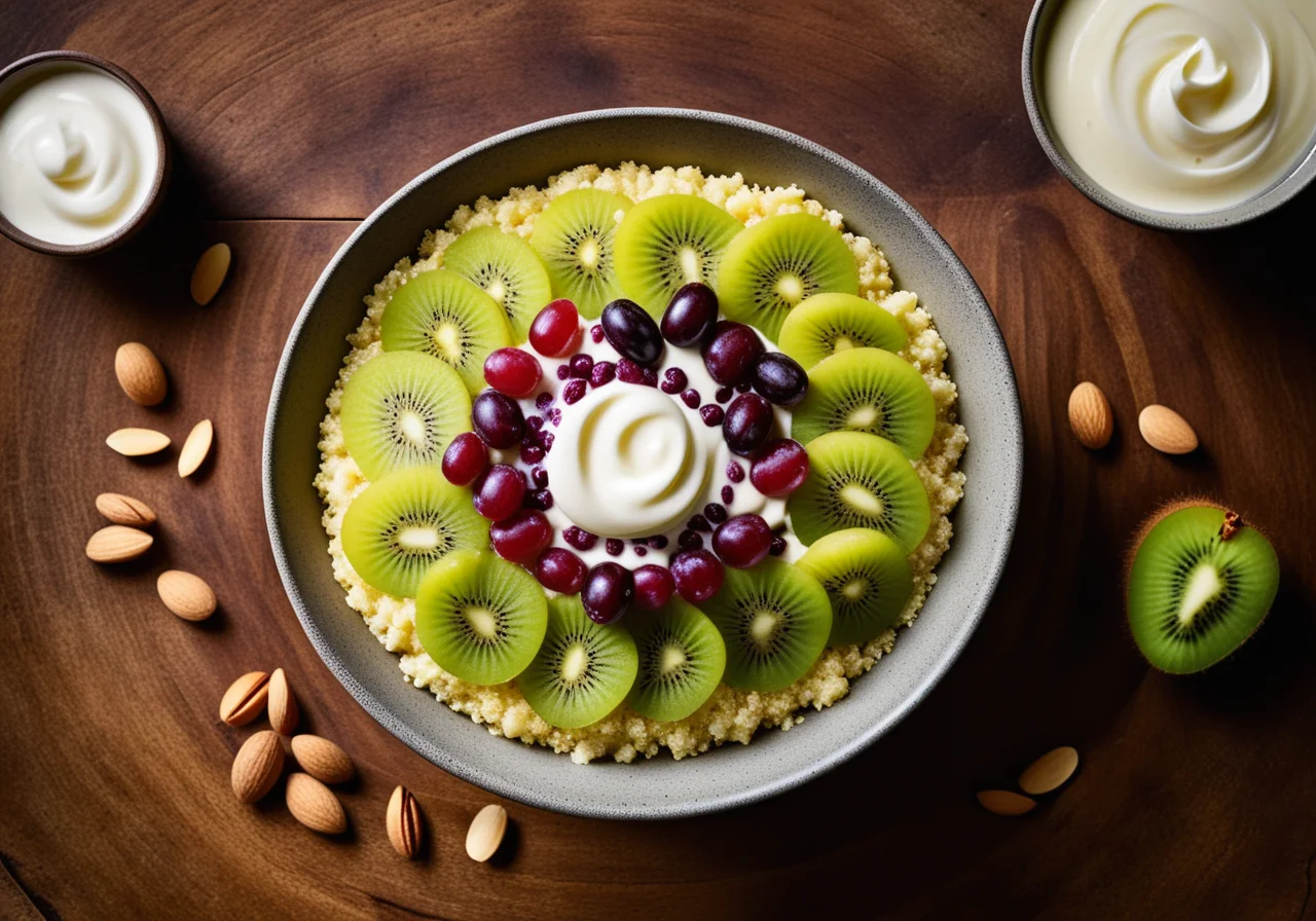 Sweet couscous with kiwis and almonds