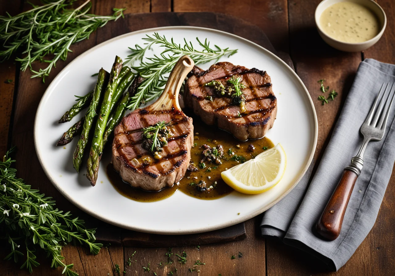 Grilled Veal Cutlets with Caper Vinaigrette