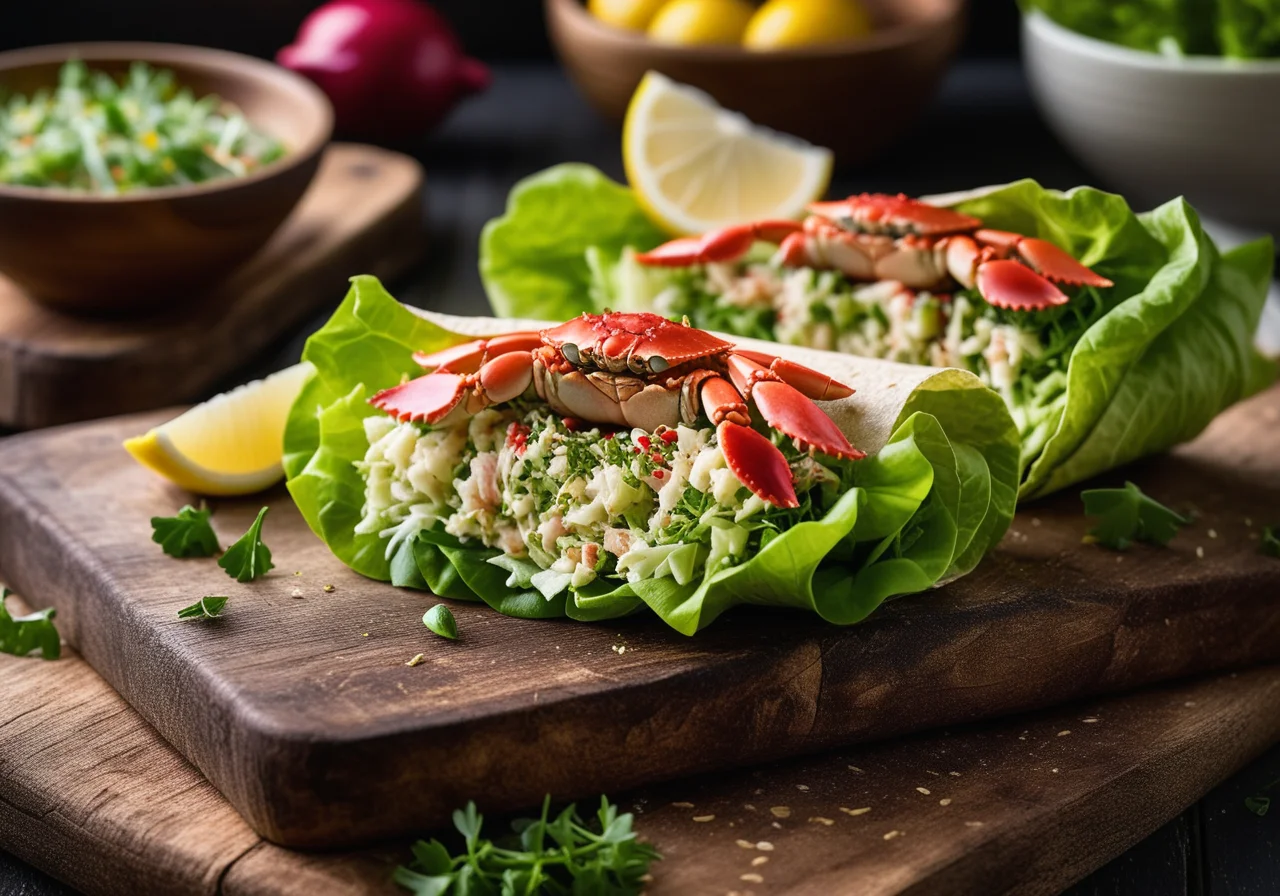 Wraps filled with sprout crab salad