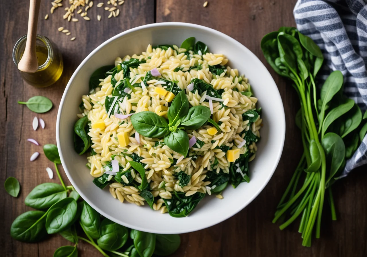 Spinach Salad with Orzo Pasta