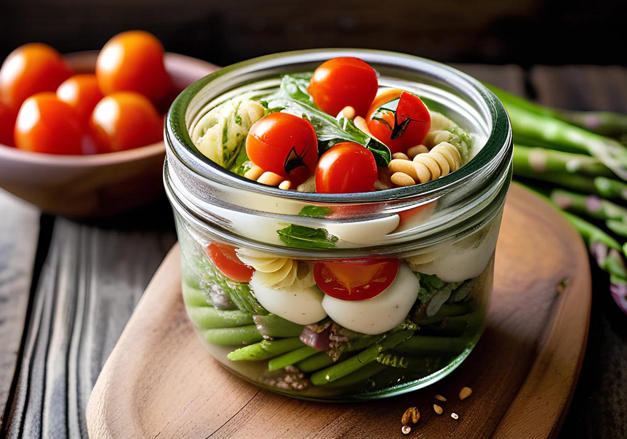 Green Asparagus Pasta Salad in a Jar