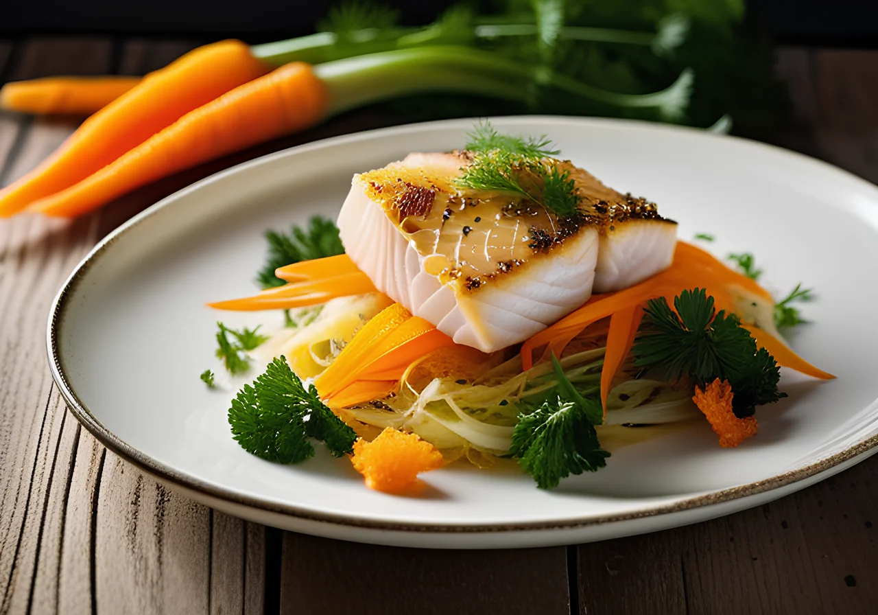 Cod with Savoy Cabbage‑Carrot Vegetables