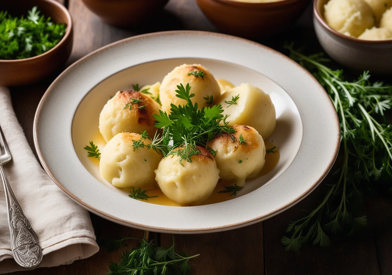 Fried Potato Dumplings with Sauerkraut