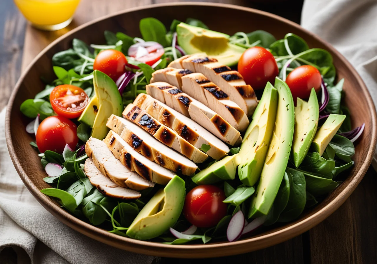 Chicken breast salad with ginger dressing