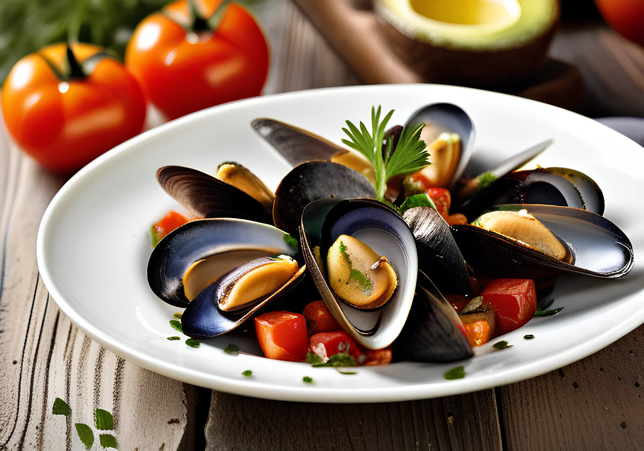 Mussel Salad with Tomato and Avocado Cubes