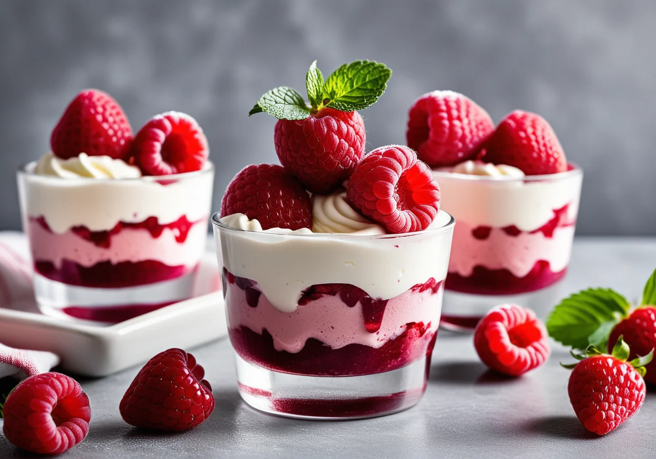 Berry Ice Cream Cups with Yogurt and Cream