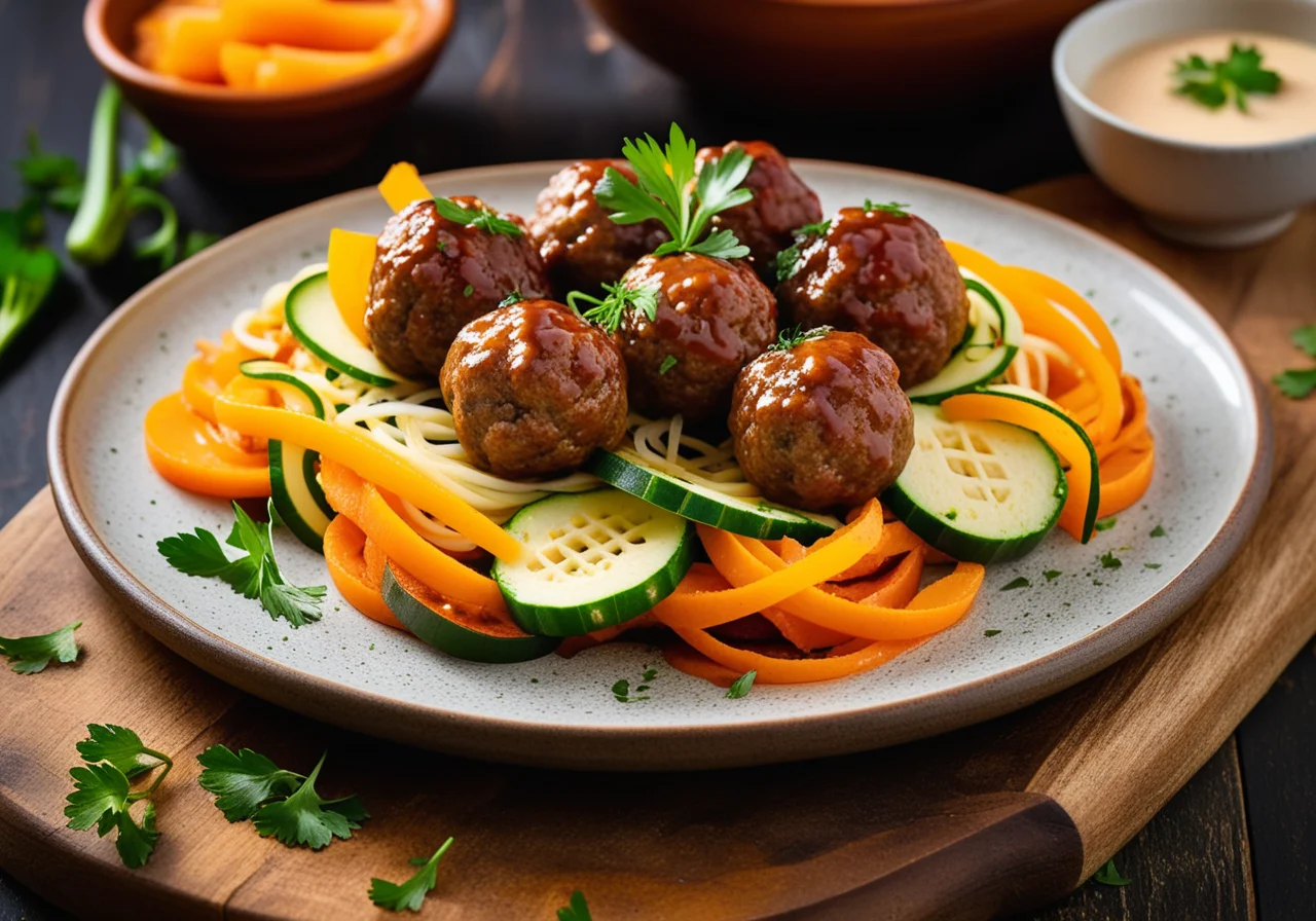 Mini Meatballs with Vegetable Strips