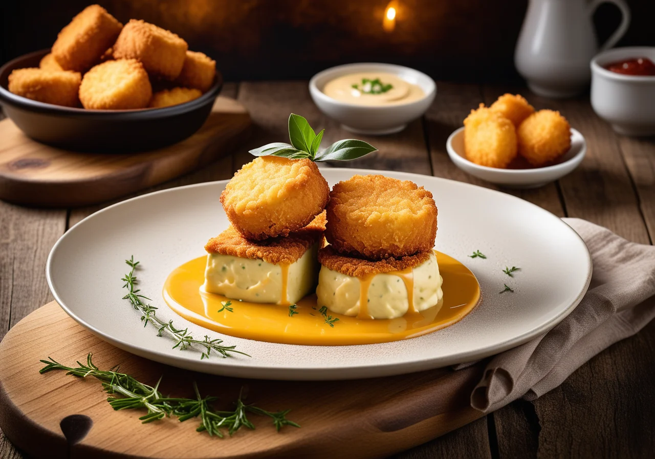 Pike Fillet with Paprika Foam and Potato Croquettes