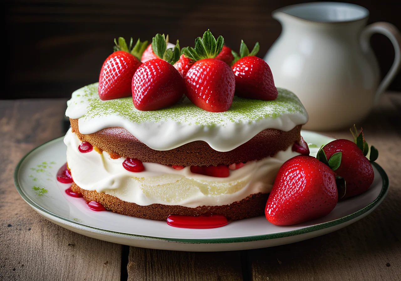 Strawberry Cake with Lime Glaze