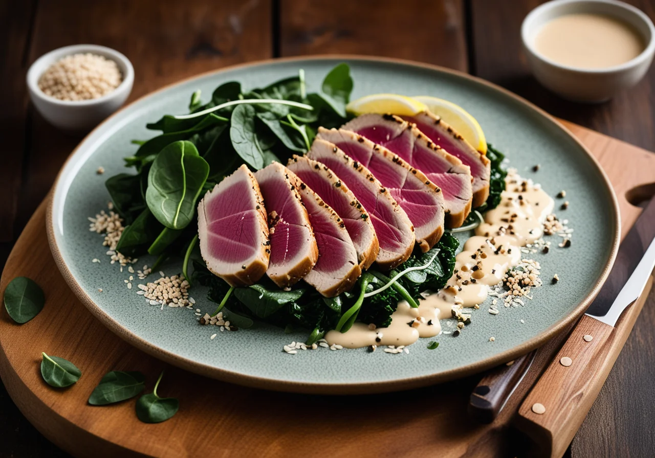 Grilled Tuna with Sesame and Spinach