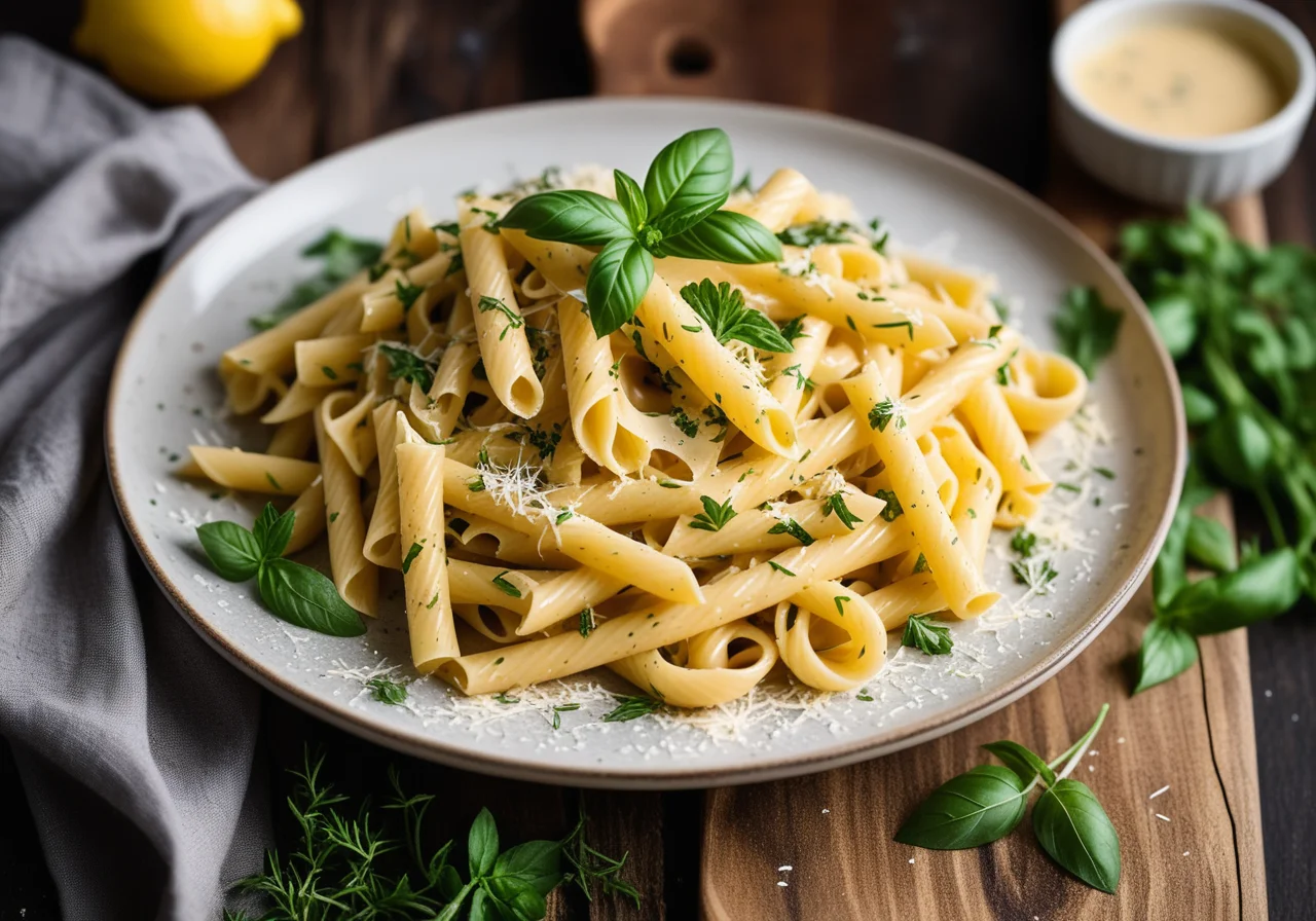 Pasta with Cheese Sauce and Herbs