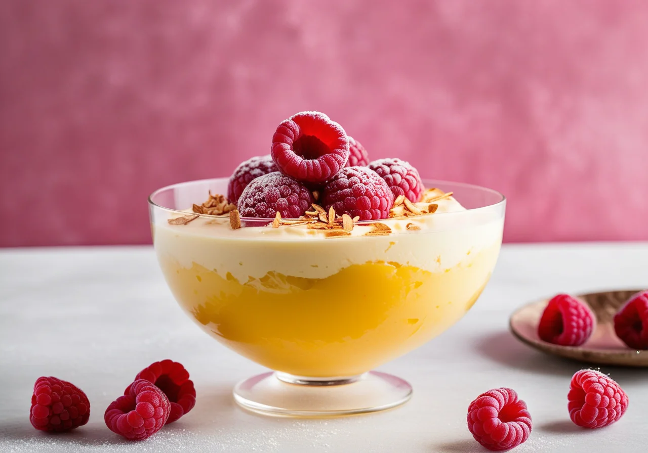 Love-Struck Coconut Mango Sorbet with Raspberry Mousse