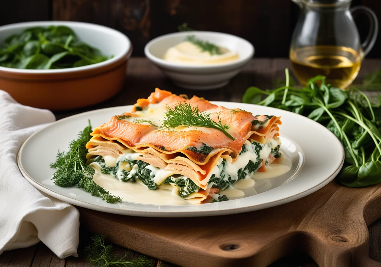 Spinach and Salmon Lasagna