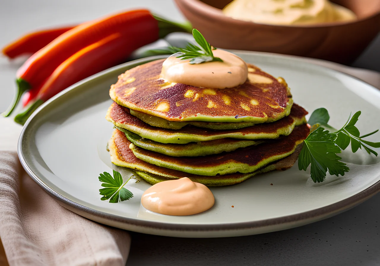 Zucchini-Pancakes mit Paprika-Joghurt-Dip