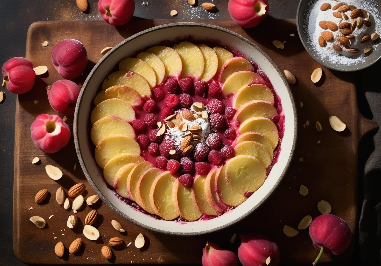 Quark Rhubarb Gratin with Almonds