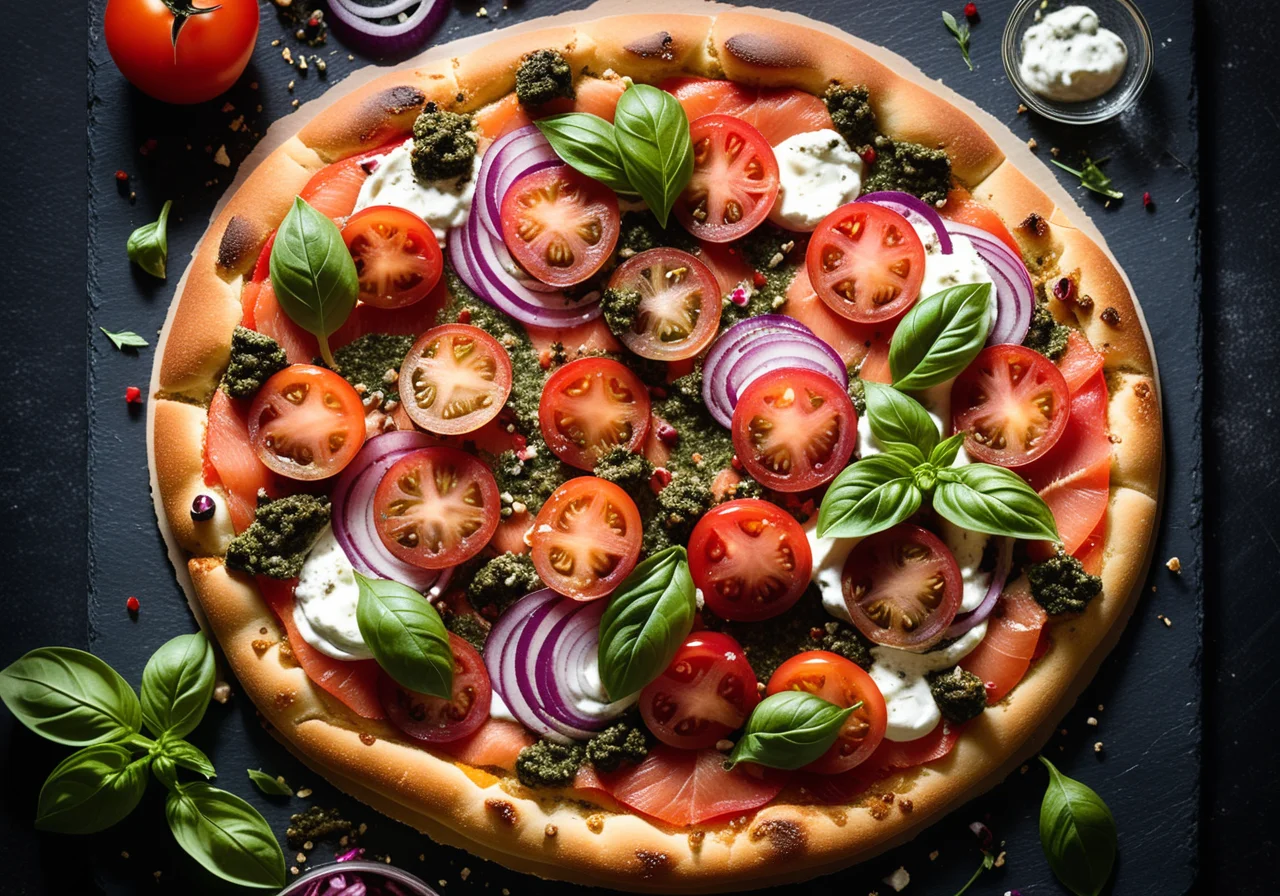 Salmon Pizza with Goat Cheese