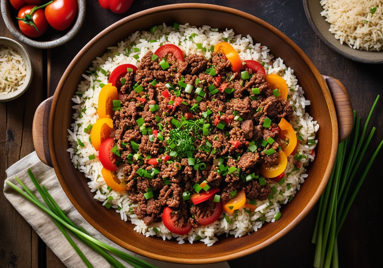 Rice and Vegetable Skillet with Ground Beef
