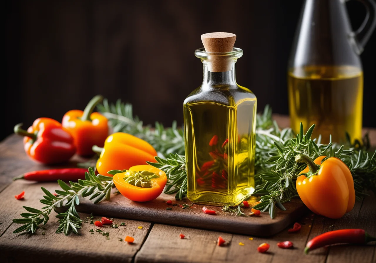 Infused Oil with Thyme and Peperoni