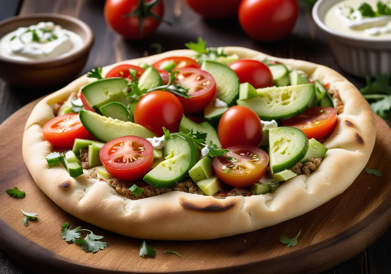 Vegetable Salad with Cheese in Pita Bread