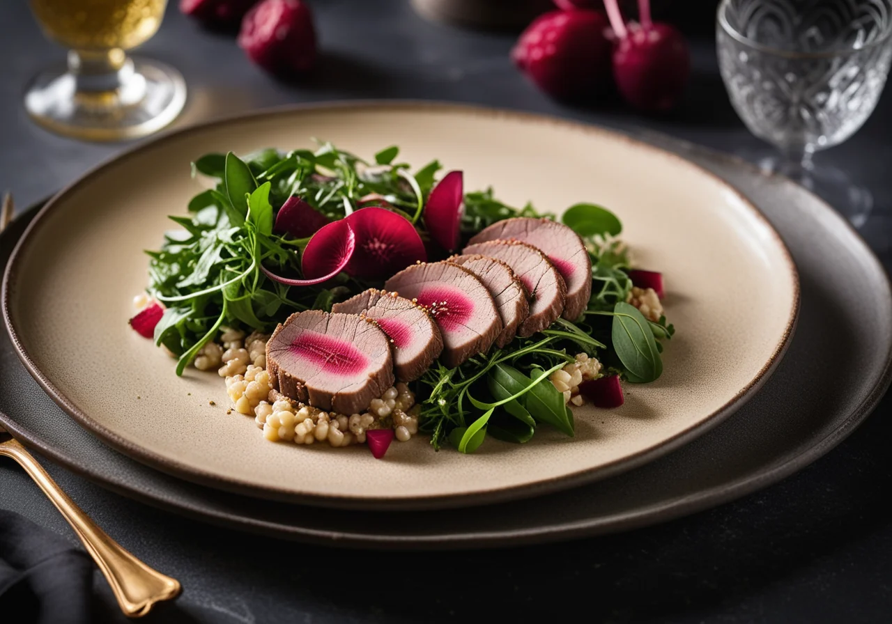 Veal with Rhubarb and Salad