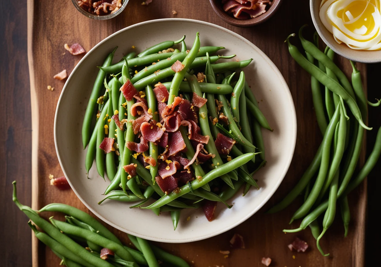 Green Beans with Fried Pancetta