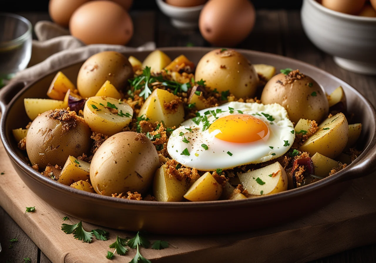 Stockfish with Vegetables and Eggs Baked in the Oven