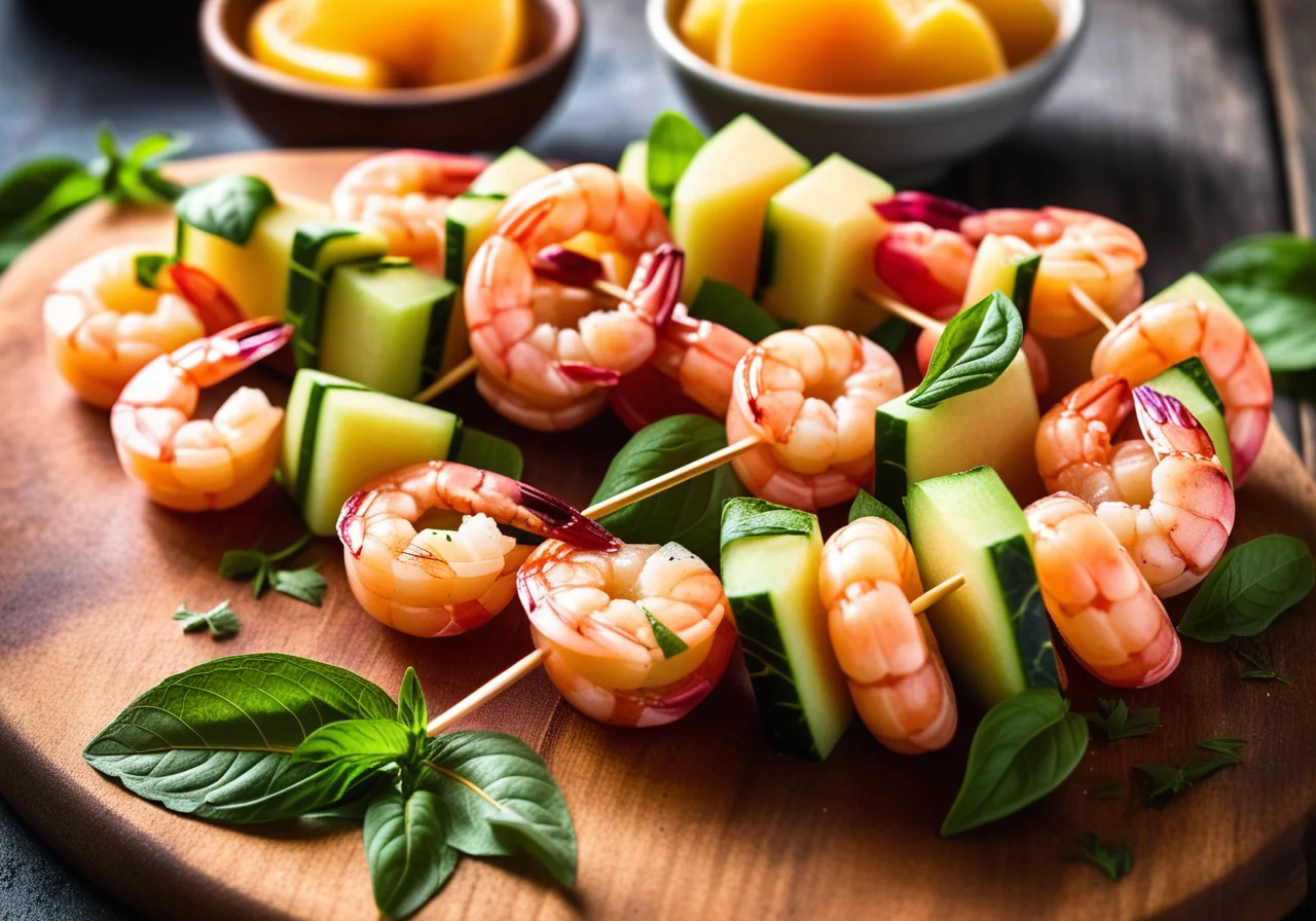 Shrimp Melon Skewers