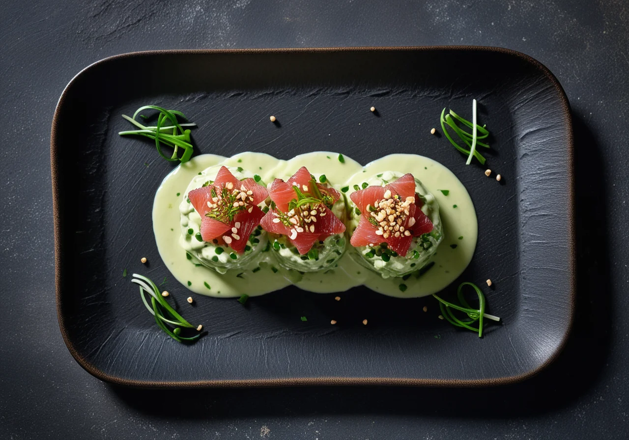 Trout Tartare with Tofu Cream and Wasabi