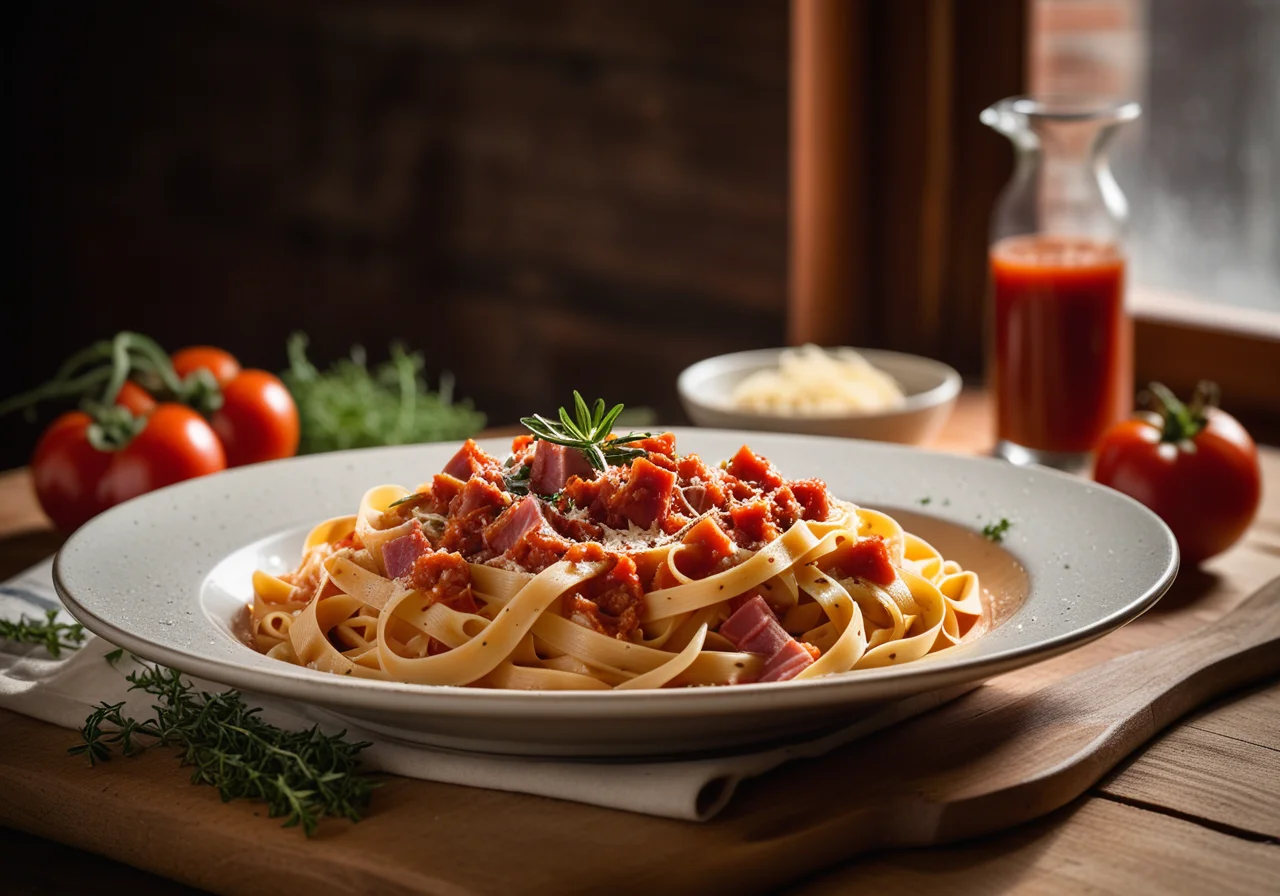 Pasta with Tomato-Ham Sauce