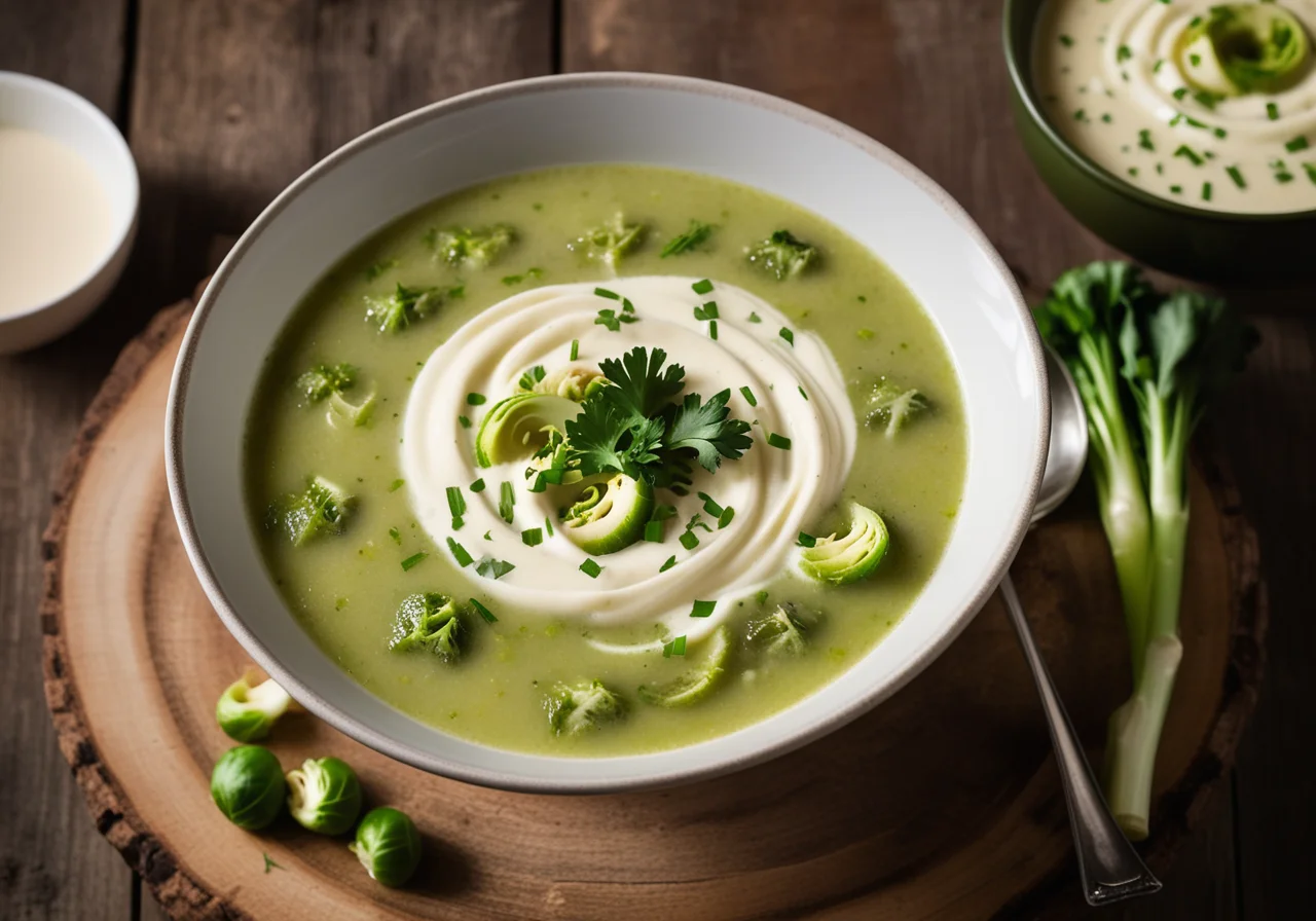 Savoy Cabbage Soup with Barley, Veal and Brussels Sprouts