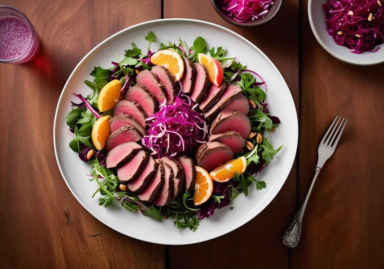 Beef Grapefruit Salad with Pine Nuts