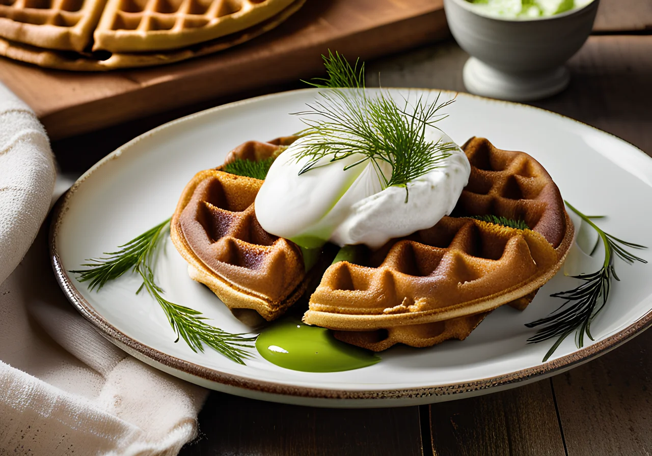 Pea Waffles with Soy Yogurt