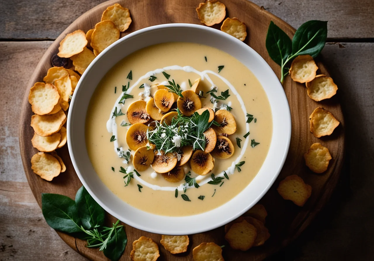Cardy Soup with Jerusalem Artichoke and Cheese